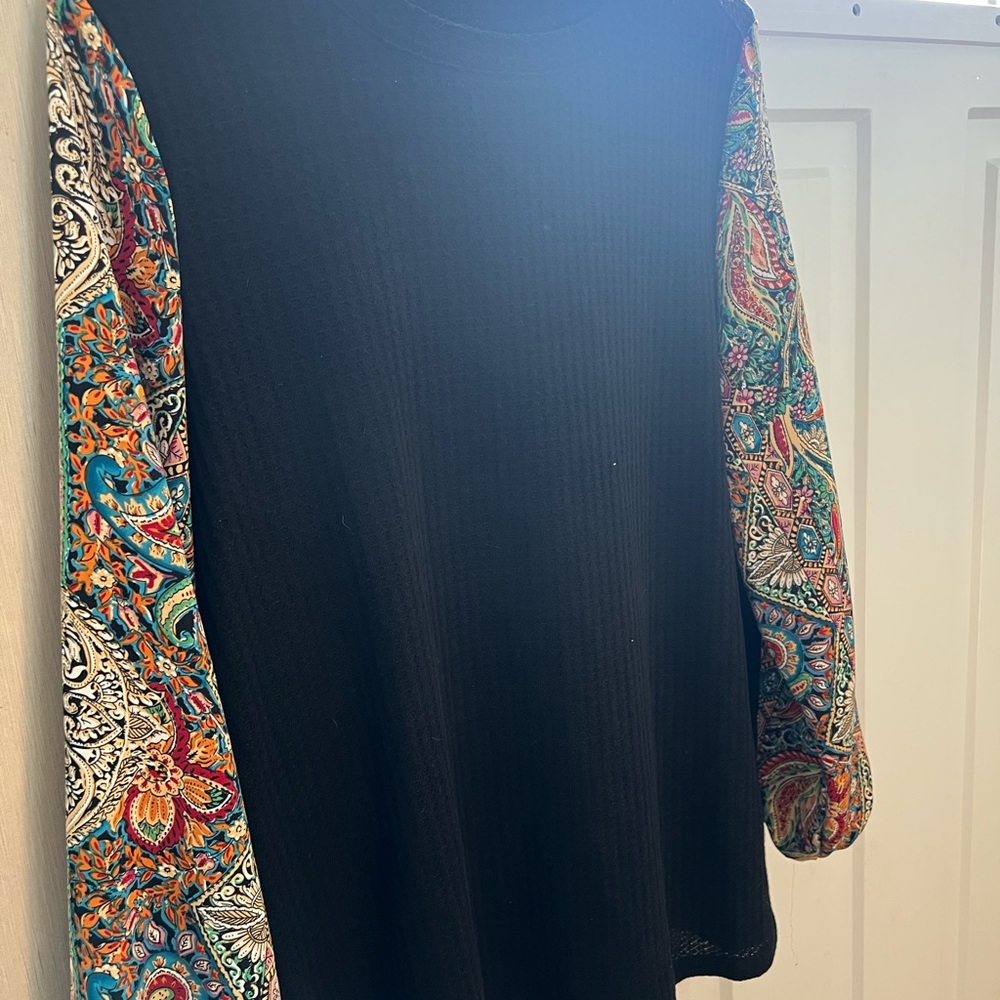 Black Top with Paisley Sleeves